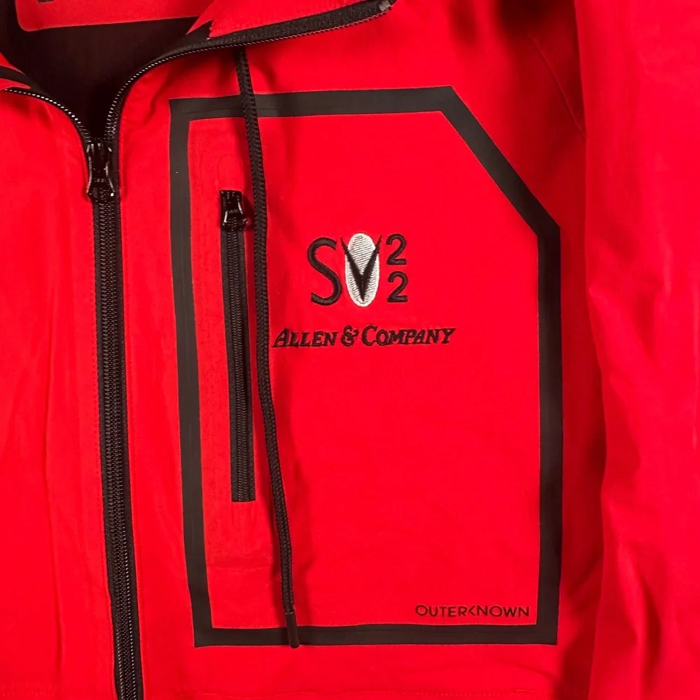 Outerknown Apex Series Jacket Mens L Red Full Zip Water Repellent Company Logo